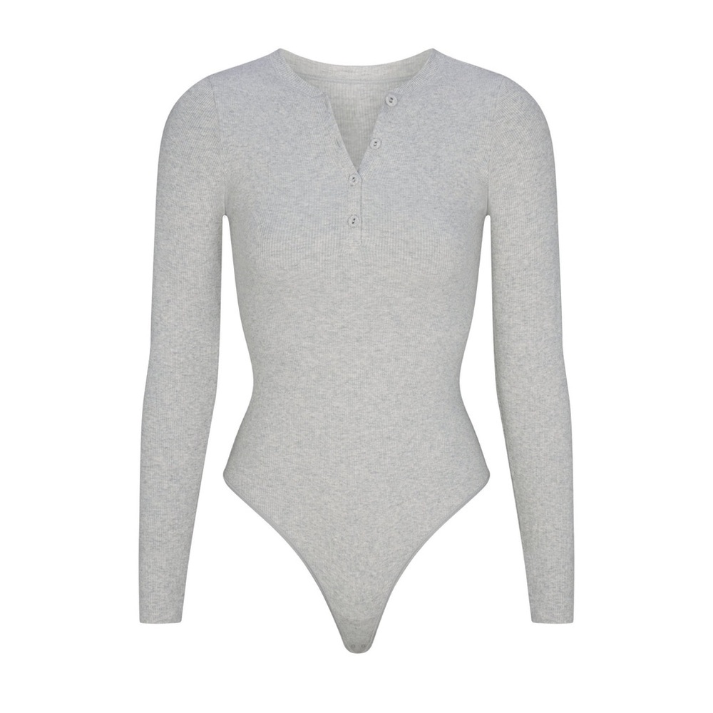Skims Long Sleeve Henley Bodysuit